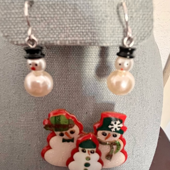 Snowman Earring and Brooch/pin - Bundle - Picture 1 of 4